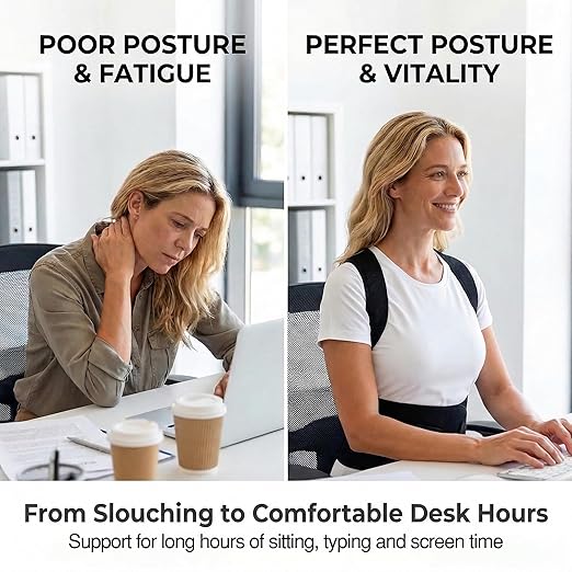 Full Back Posture Corrector for Women & Men – Pull-Back System Posture Brace – Wide Soft Straps, Breathable Mesh, Adjustable Support for Slouching, Rounded Shoulders & Upper Spine Pain Relief