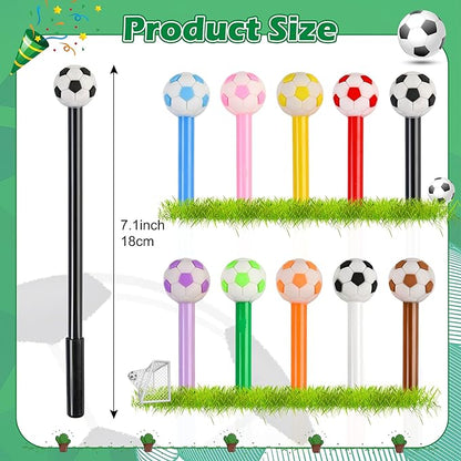 LiYiQ 25 Pcs Soccer Cartoon Cute Fun Pens for Kids Kawaii Soccer Shape Gel Black Ink Pen Cute Soccer Pens for School Office Home Student Kids Present