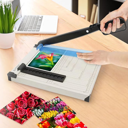 EXTRIC Paper Cutter Heavy Duty, 12" Paper Trimmer with Safety Guard, Guillotine Papers Cutter for Classroom and Office, Heavy Duty Metal Base, Magnetic Guide, Laser Printed Scale
