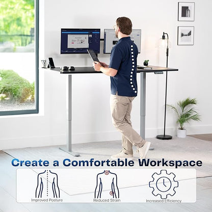 VIVO Electric 71 x 36 in Standing Desk, Memory Height Adjustment, 1B Series, Black Top Gray Frame, DESK-KIT-1G7B-36