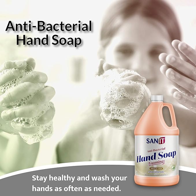 Sanit Antibacterial Foaming Hand Soap Refill - Advanced Formula with Aloe Vera and Moisturizers - All-Natural Moisturizing Hand Wash - Made in USA, Original Gold, 1 Gallon