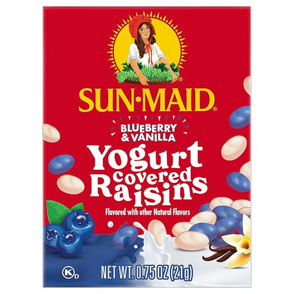 Sun-Maid Blueberry & Vanilla Yogurt Coated Raisins - (6 Pack) 0.75 oz Snack-Size Box - Yogurt Covered Dried Fruit for Lunches and Back to School Snacks
