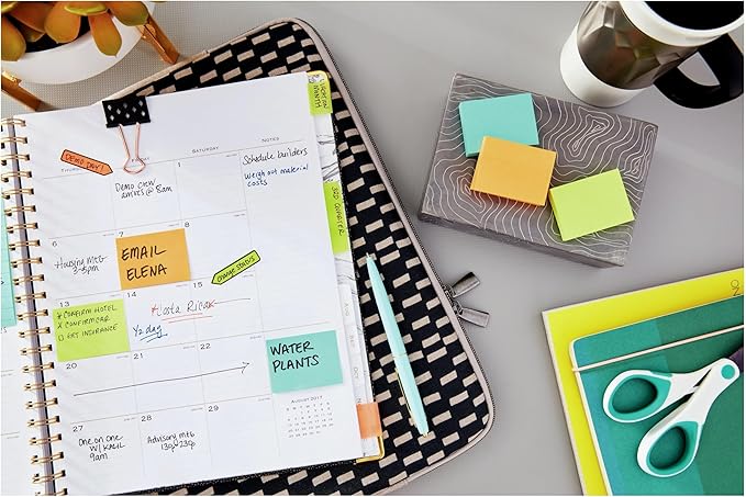Post-it Mini Notes, 1 3/8 x 1 7/8 in, 24 Pads, America's #1 Favorite Sticky Notes, Poptimistic Post-it Notes, Aqua Blue, Vital Orange, Neon Green, Guava Pink