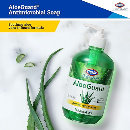 CLOROX Healthcare AloeGuard Antimicrobial Hand Soap for Healthcare Professionals - Liquid Hand Wash for Everyday Use with Aloe Vera to Soothe & Moisturize Hands, 18 Fl Oz