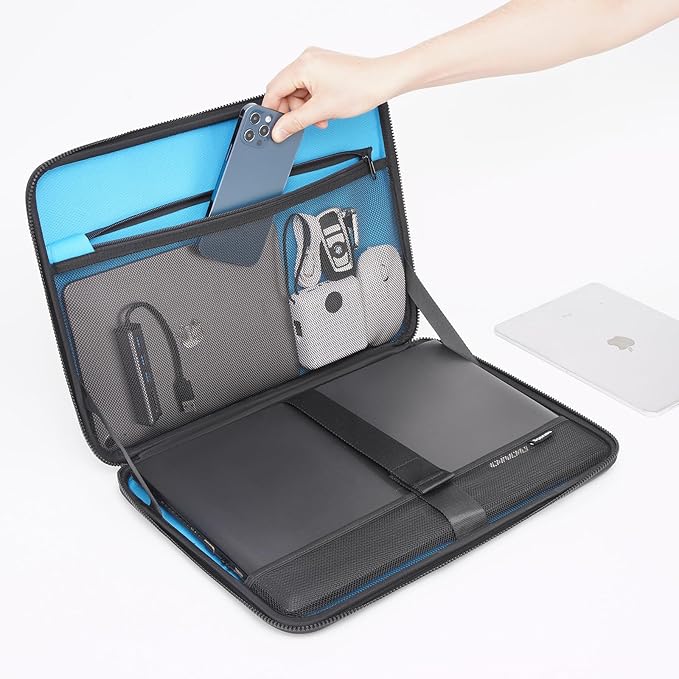 DOMISO 14 inch Laptop Sleeve with Handle Shockproof Computer Bag Waterproof EVA Protective Carrying Case for 14" HP Dell Asus Lenovo Laptop, Black