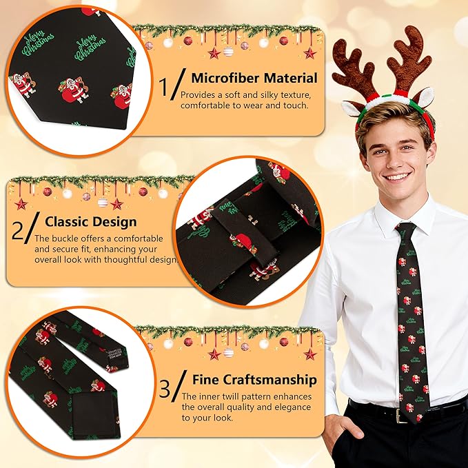Fineknot Black Ties for Men, Formal Neckties for Men, Solid Color Mens Ties for Business, Wedding, Party, Mens Neck Tie