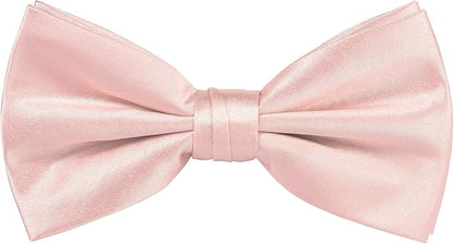 TIE G 5pcs Tie Set in WHITE OR BLACK GIFT BOX: Solid Color Necktie, Satin Bow Tie, Pocket Square, Lapel, Cuff Links
