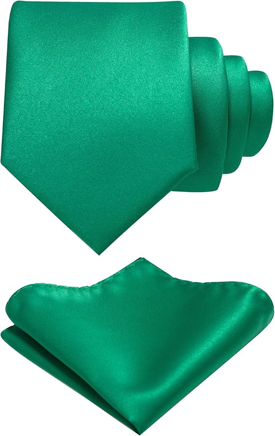 RBOCOTT Solid Color Tie and Pocket Square Hankerchief with Lapel Pin Set for Men