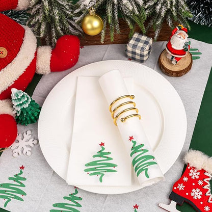 Supernal 100pcs Christmas Disposable Paper Napkins, Red Green Christmas Tree Napkins, Linen Like Papers Hand Towels, Christmas Guest Napkins for Kitchen Bathroom Christmas Parties Dinners and Events