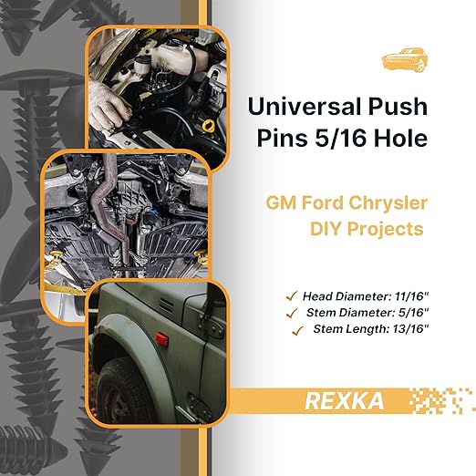 Rexka 100pcs Fender Bumper Shield Fender Liner Push Pin Retainer Clips 6030441 for Jeep Dodge Ram Chrysler
