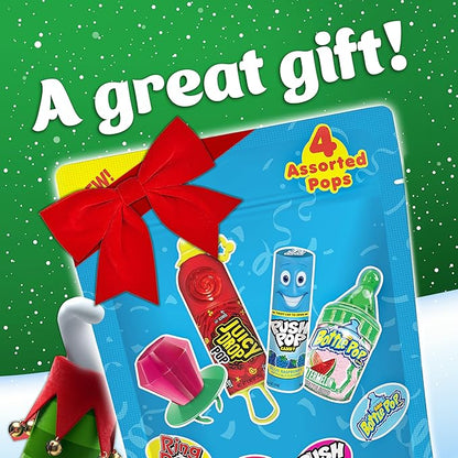 Christmas Candy Variety Pack Bag, 4 Ct Individually Wrapped Lollipops, Ring Pop, Push Pop, Baby Bottle Pop & Juicy Drop For Birthday Party Favors, Stocking Stuffers, Chirstmas Candy Bowls, Kids Gifts