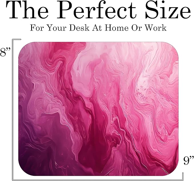 Pink Marble Agate Mouse Pad Mat Mousepad for Desk Computer Laptop PC Gaming Home or Office Gift Marbled Abstract (Dark Pink MP43)