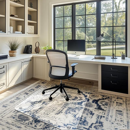Office Chair Mat for Carpet & Hardwood, Upgraded 29" x 48" Dual Use Tempered Glass Chair Mat for Chair and Footrest Under Desk