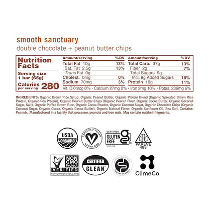 GoMacro MacroBar Organic Vegan Protein Bars - Double Chocolate + Peanut Butter Chips (2.3 Ounce Bars, 12 Count)
