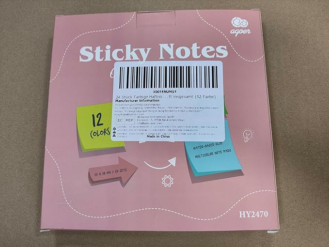 2400 pcs Small Sticky Notes,2 x 1.5 Colored Notes Pads,24 Pack Bright Colors Self-Stick Notes,Super Adhesive Sticky Notes,Mini Post Stickies for Office Home School (12 Colours)