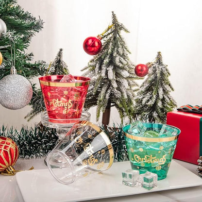 WELLIFE 60Pcs 9oz Christmas Party Cups, Christmas Cups Disposable, Includes 20 Each of Three Color Plastic Cups for Xmas