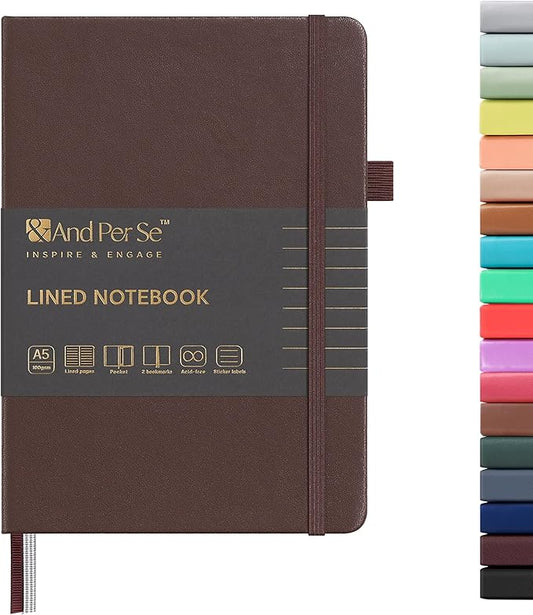 &And Per Se Lined Journal Notebook, 160 Pages, A5 5.7 x 8 inches College Ruled Thick Paper Notebook Journals  (1 Pack, Chocolate)