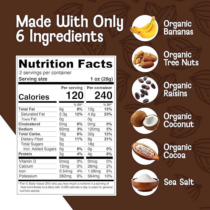 Monkey Brittle Healthy Snacks, Crispy Plant-Based Treats for Kids & Adults, Vegan & Gluten-Free, All-Natural Snack for School, Sports, Camping & On-the-Go (Pack of 6), Cacao Coconut