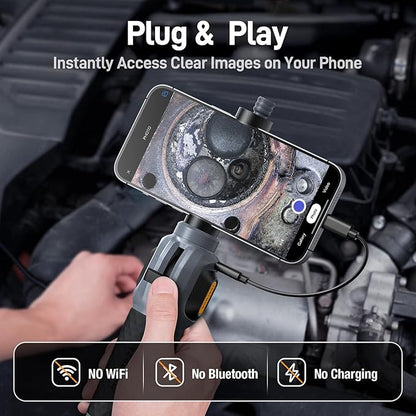 Teslong Two-Way Articulating Borescope with Light, USB-C Endoscope Inspection Camera with 5FT Semi-Rigid Probe, Flexible Snake Scope for Home Repair, Automotive, Compatible with iPhone 15/16 & Android
