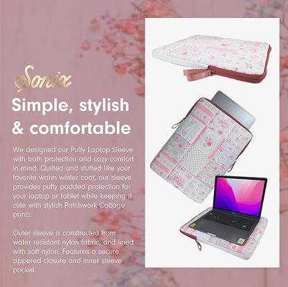 Sonix | Puffy Laptop Sleeve | 15-16 Inch, Quilted Pillow Puffer Laptop Carrying Case, Computer Sleeve | Patchwork Cottage