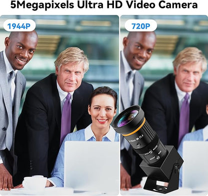 USB Webcam 5MP Color Industrial USB Camera with CS-Mount 5-50mm 10X Manual Zoom Lens – 1944P@30fps, Plug-and-Play for PC, Live Streaming, Video Conferencing & Projects