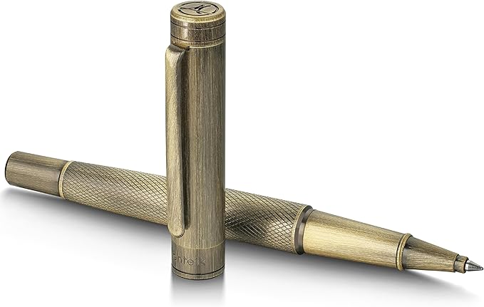 Bronze Rollerball Pen, Stunning Luxury with Mesh Texture Design、Schmidt Ink Refill, Nice Gift Set for Men & Women, Business, Executive, Office, Writing, Graduation, Nice Fancy Designer Pens