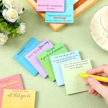 Yinder 24 Pcs Employee Appreciation Sticky Notes Xmas Gift Bulk Motivation Note Pads Mini Inspirational Note Gift for Teacher Nurse Staff Coworker Office Supply 3 x 3'' (Appreciation,Light Color)
