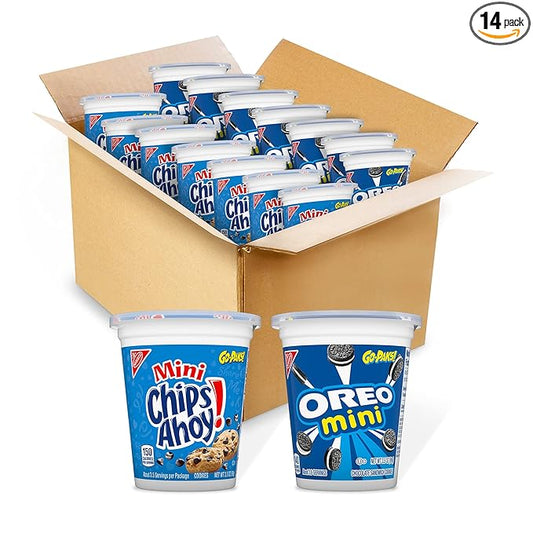 OREO Mini Cookies & CHIPS AHOY! Mini Cookies Go-Cup Cookies Variety Pack, 14 Go-Paks