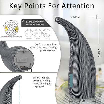 Adjustable Automatic Soap Dispenser Touchless, 4 Adjustable Levels Touchless Sensor Liquid Soap Pump Dispenser，300ml Rechargeable Magnetic Charging Hand Soap Dispenser for Kitchen，Bathroom