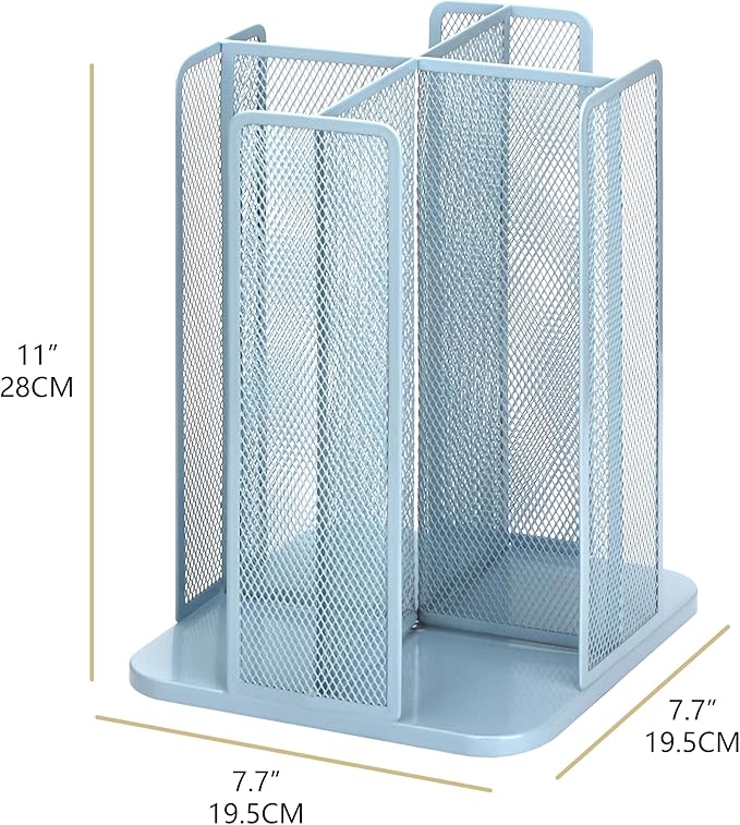 Annova Paper/Plastic Cup and Lid Holder Plastic Storage Organizer, 360°Rotating Coffee Mup Dispenser with 4 Compartments, Multifunctional Storage Rack for Home, Office, Bar, Coffee Shop (New Blue)
