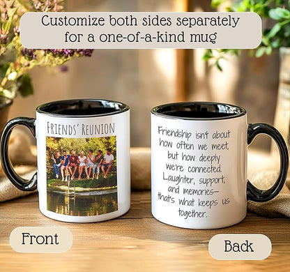 Personalized Coffee Mug | Custom Photo Text or Logo Ceramic Mug | Customized 11 Oz Tea Cup – Unique Gift for Men & Women | Taza Personalizadas Design with Picture and Words | White – Black