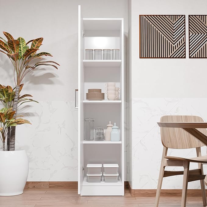 Kappesberg Santa Fe 1-Door Tall Cabinet with Shelves – Space-Saving Storage for Laundry, Kitchen, Office or Bedroom – 59" H