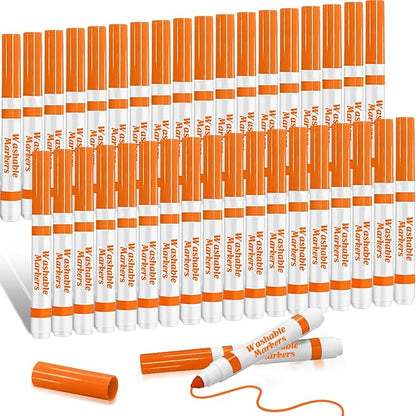 Janlaugh 36 Pcs Orange Washable Markers Bulk Coloring Broad Line Markers for Kids Orange Conical Tip drawing pen for School Supplies, travel Art baby shower gender reveal party Supplies, Ages 6+