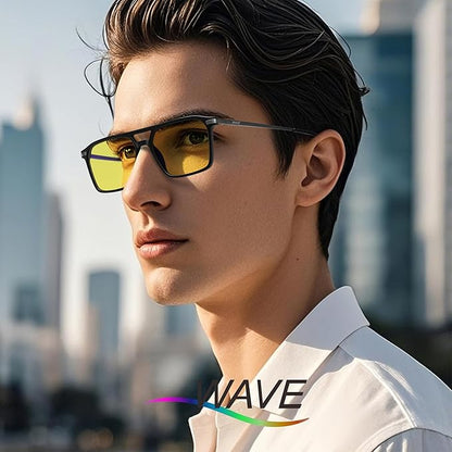 WAVE Blue Light Blocking Glasses,Gaming Glasses with Metal Frames,Computer Glasses for Eye Strain,Anti Glare