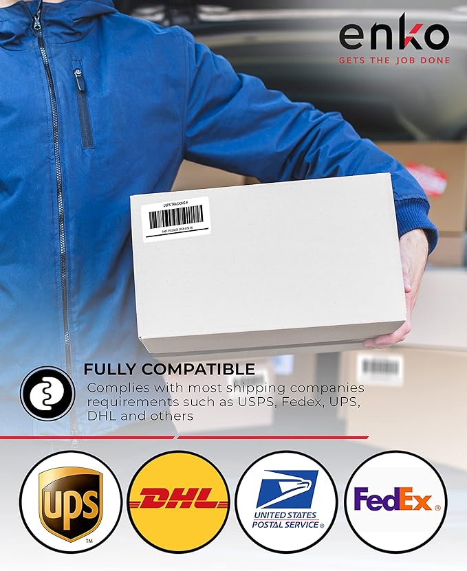 enKo 5-1/2 x 8-1/2 Inch Label - White Blank - 2 Per Sheet Half Shipping Labels for Laser Inkjet Printer (500 Sheets, 1000 Labels)