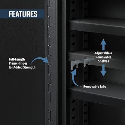 Durabox 2-Door Narcotics Cabinet - Double Door & Dual Key Lock Steel Cabinet for Safe Storage of Medicine, Prescription Drugs, Medical Supplies and More, 10"W x 15"H x 4-1/2"D (Black, Small)