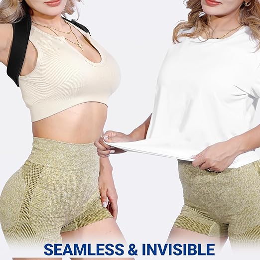 Posture Corrector for Women & Men - Adjustable Upper Back Brace Straightener Suitable for Lumbar, Shoulder, Neck, Scoliosis, Providing Comfortable Elastic Support and Pain Relief