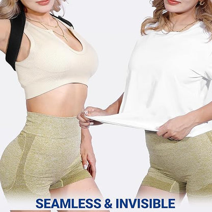 Posture Corrector for Women & Men - Adjustable Upper Back Brace Straightener Suitable for Lumbar, Shoulder, Neck, Scoliosis, Providing Comfortable Elastic Support and Pain Relief