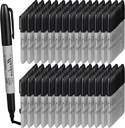 Thenshop 600 Pack Black Permanent Markers Bulk Fine Tip Permanent Marker Set Quick Drying Fine Point Pens for Classroom, Office, Home, Work on Wood, Metal, Stone, Glass, Christmas Office Gifts