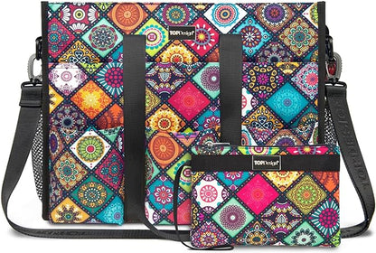 TOPDesign Utility Water Resistant Tote Bag with 22 Pockets, Top Zipper Closure & Thick Bottom Support, for Working Women