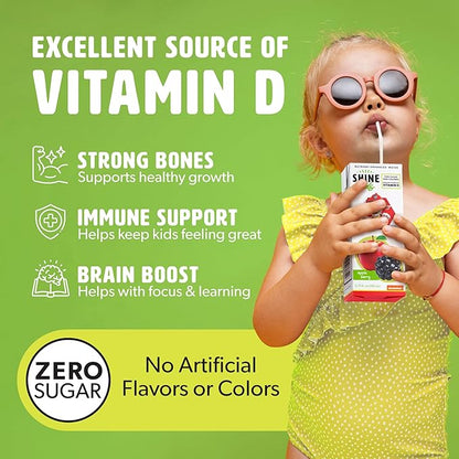 ShineWater Kids x Paw Patrol Vitamin D Apple Berry Juice Boxes | No Added Sugar | Naturally Flavored Drink for Kids | Vegan Gluten Free Hydration | 32 Pack