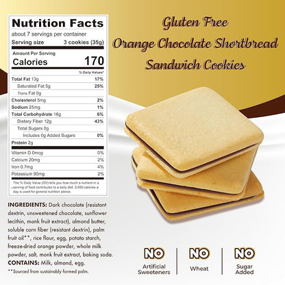 ChocZero Dark Chocolate Orange Jolies – No Sugar Added Keto Cookies, Gluten Free Sandwich Cookies Made with Real Freeze-Dried Orange, 8oz Box (Pack of 1)
