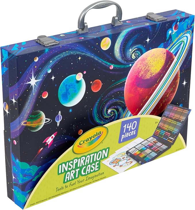 Crayola Inspiration Art Case Space Coloring Set (140pcs), Art Kit for Kids, Crayons, Markers, Pencils, Holiday for Boys & Girls, Ages 5, 6, 7 [Amazon Exclusive]