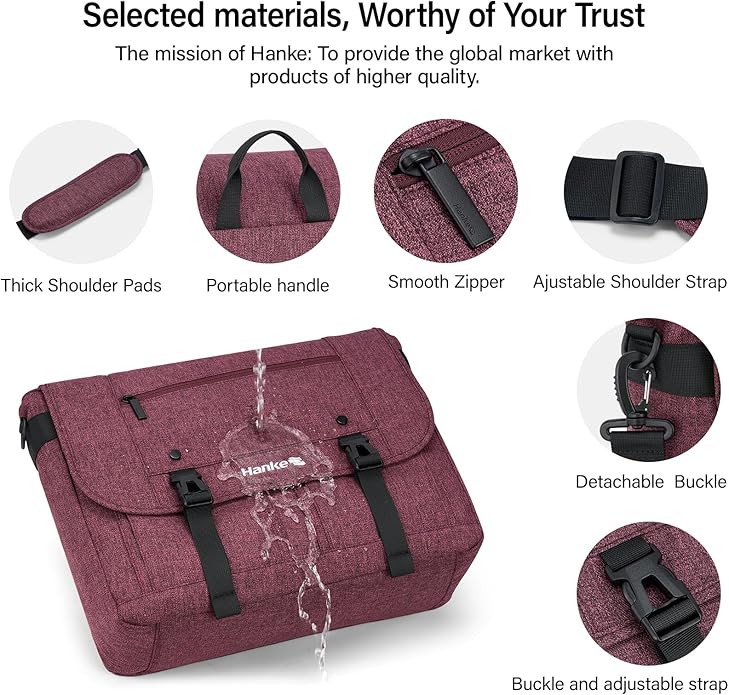 Hanke Durable Messenger Bag for Men with 15.6 Laptop Case, Business Cross Body Bag Briefcase for Women,School Work Tote Bag