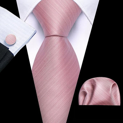 Barry.Wang Tie Sets for Men Silk Solid Necktie Stain Ties Handkerchief Pocket Square Cufflinks Wedding Business Dyed