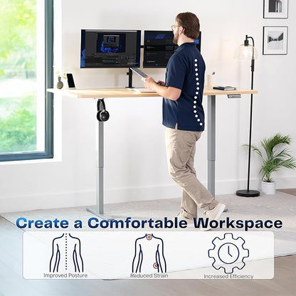 VIVO Electric 71 x 36 in Standing Desk, Memory Height Adjustment, 1B Series, Light Wood Top Gray Frame, DESK-KIT-1G7C-36