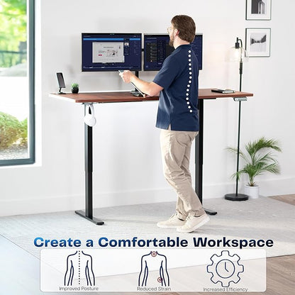 VIVO Electric 71 x 30 in Standing Desk, Memory Height Adjustment, 1B Series, Dark Walnut Top Black Frame, DESK-KIT-1B7D