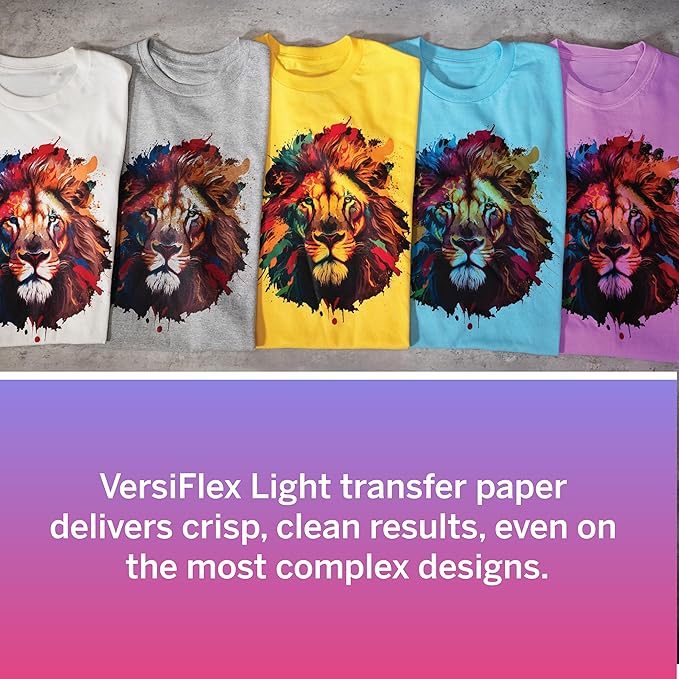 Sawgrass VersiFlex Light Heat Transfer Decoration Paper - For Uncoated Products - Fabric - Wood - Clean, Sharp Transfers - Self-weeding - Home Decor, Gifts, T Shirts, Hats - 100 Sheets - 8.5x11 Inches
