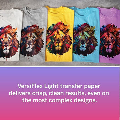 Sawgrass VersiFlex Light Heat Transfer Decoration Paper - For Uncoated Products - Fabric - Wood - Clean, Sharp Transfers - Self-weeding - Home Decor, Gifts, T Shirts, Hats - 100 Sheets - 8.5x11 Inches
