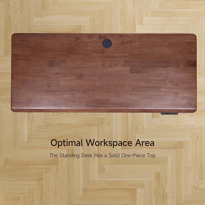 Onbrill Standing Desk, 47x23.6 Inches Whole-Piece Board Rectangle Stand Up Desk with Solid Wood Desktop and Memory Controller, Adjustable Height from 28-46 Inches for Home & Office, Black Walnut